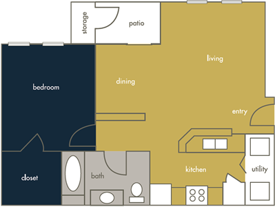 One Bedroom / One Bath - 744 Sq. Ft.*