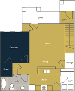 One Bedroom / One Bath - 745 Sq. Ft.*