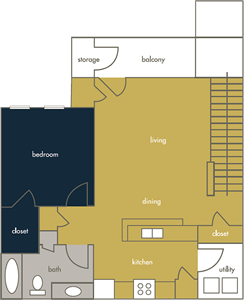 One Bedroom / One Bath - 761 Sq. Ft.*
